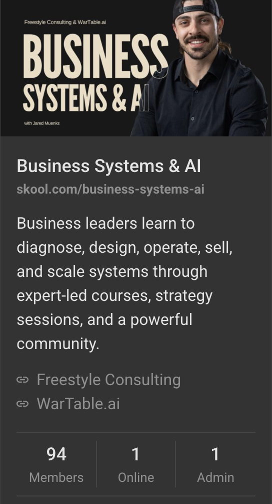 Business Systems & AI community card on Skool